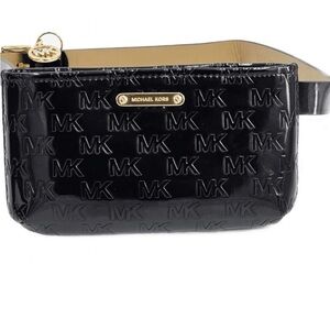 Michael Kors Black Glossy Logo Embossed Belt Bag in Gift Box NWT S/M